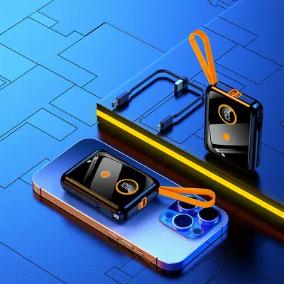 Powerbank 20000mAh mit integriertem Dual-Kabel Schnellladung 22,5W tragbar mit Kabel - 8