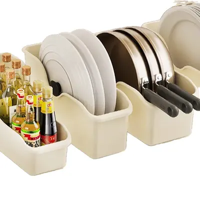 橱柜锅具收纳盒带轮锅盖架厨房置物架调料收纳架放碗盘塑料储物盒