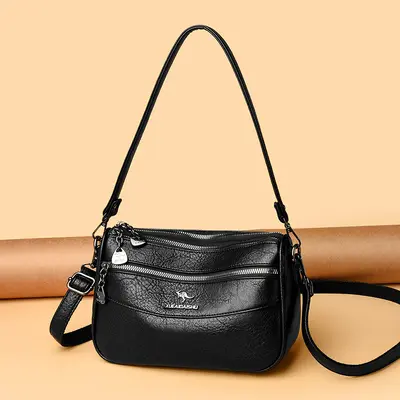 Women's Single-Shoulder Bag, Large Capacity, Multiple Zippers - 4