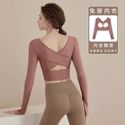 Women's Long-Sleeve Yoga Set, Solid Colour, for Fitness and Pilates - 10
