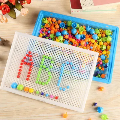 Çocuk Ahşap Mantar Çivi Puzzle Yapı Taşı Oyuncağı 3-6 Yaş - 7