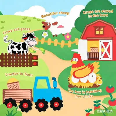 Manufacturer In-Stock Baby Children's Farm Animals Early Education Learning Board Fruit Tree Story Book Felt Busy Board Wholesale