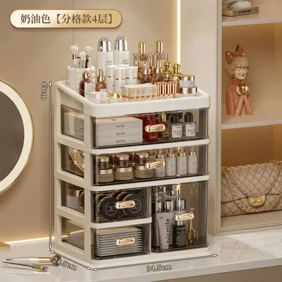 Dustproof large capacity vanity cosmetics storage organizer with drawers - 7