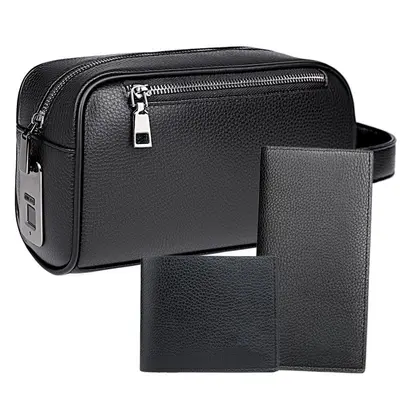 Men's Handbag with Fingerprint Lock, Litchi Grain and Coin Pocket - 13