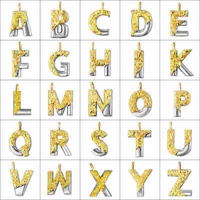 Kupfer-Zirkon-Halskettenzubehör mit 26 Buchstaben, ohne Kette