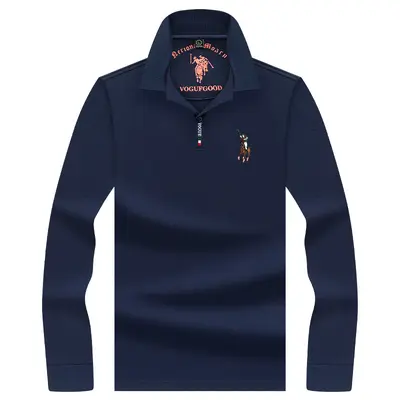 Herren Langarm-Poloshirt aus reiner Baumwolle, bestickt - 13