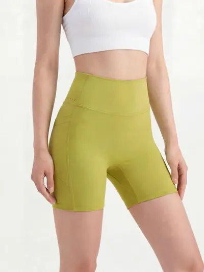 Kadın Yüksek Bel Kalça Kaldırıcı Yoga Şortu Elastik Fitness Dar Şort - 3