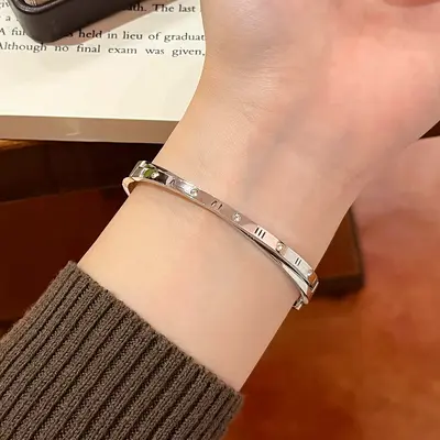 Titanium steel bracelet, silver, non-fading - 4