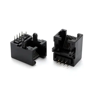RJ45 8P8C Siyah Dikey Kristal Kafalı Ağ Konnektörü, Cat6 Uyumlu