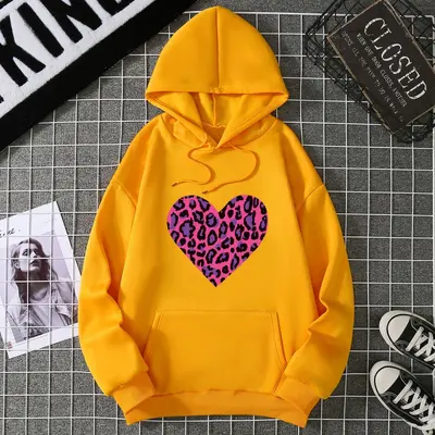 Kadın kapüşonlu baskılı sweatshirt, büyük beden, sonbahar kış - 11