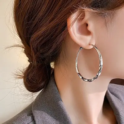 Large flat ring earrings - 3