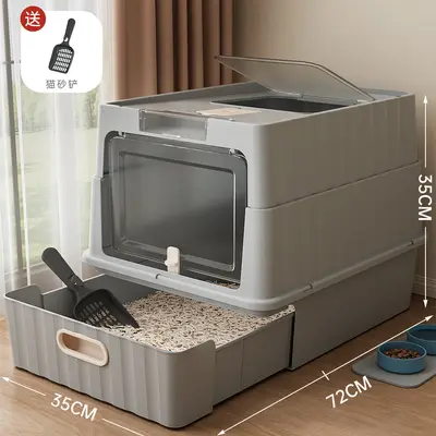 Extra Large Fully Enclosed Cat Litter Box with Anti-Splash and Deodorizing Design - 8