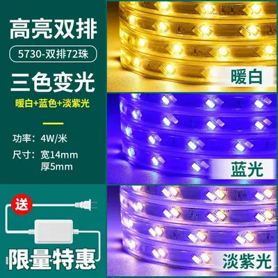 led灯带5370三色变光高压220V防水室内吊顶超亮双排七彩柔性灯条 - 7