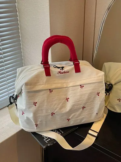 Cross-border High-appearance Bow Large-capacity Travel Bag Luggage Single-shoulder Padded Handbag Fitness Sports Carry-on Bag