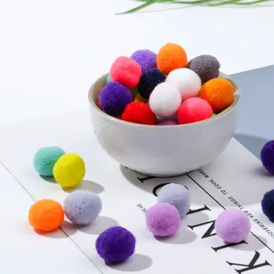 Karışık Boy Tüy Top Seti, Renkli, Elastik, DIY El İşi Malzemesi - 7