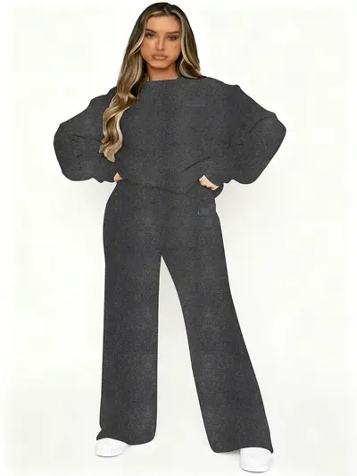 Crew Neck Sweatshirt and Jacket Two-Piece Set for Men and Women - 10
