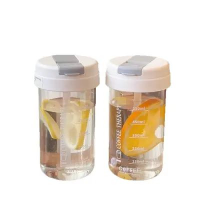 High-Temperature Resistant Shockproof Minimalist Sports Water Bottle INS High-Value Water Cup Straw Cup Portable Dual Drinking Cup Plastic Cup - 6