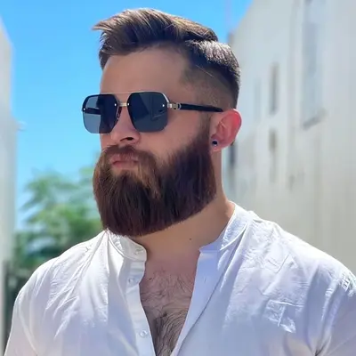 Polygonale Herren-Sonnenbrille mit Doppelsteg und UV-Schutz - 1
