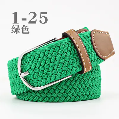 Popular online women's canvas belt men's elastic belt casual elastic woven needle buckle belt wholesale - 12