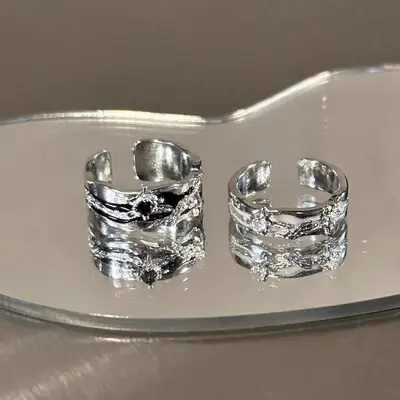 Star Burst Ring, Men and Women, Dark Style, Luxury