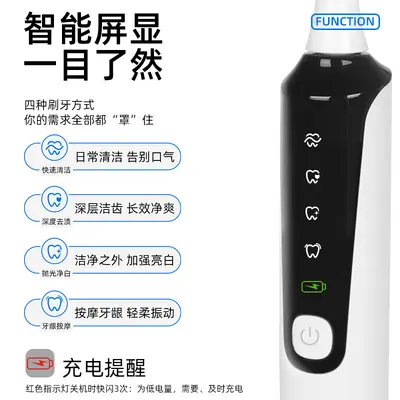 Adult Sonic Electric Toothbrush, Soft Bristles, 4 Modes, Rechargeable - 5