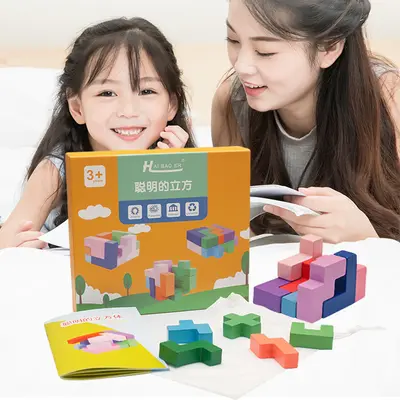 Luban Lock, Soma Cube and Tangram Brain Puzzle Set - 9