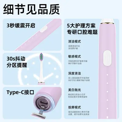 Type-C Rechargeable Sonic Electric Toothbrush Couple Five Modes - 4
