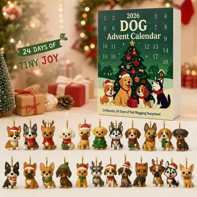 2026 Noel Evcil Köpek Adventi Takvimi, 24 Parça Asma Süs Hediye Kutusu