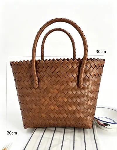 Handwoven Bamboo Knot Women's Handbag Gift Style Multiple Designs Shoulder Bag - 11