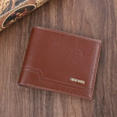 Men's Short Wallet, Multi-Card Slots, Slim Soft Leather, Horizontal Design - 9