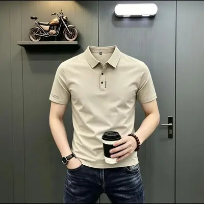 Erkek Yaz Hızlı Kuruyan Kısa Kollu Polo Yaka Baskılı T-Shirt, Nefes Alabilir