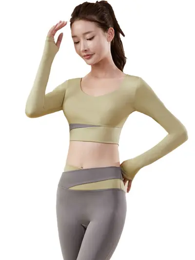 Colorblock Long Seamless Yoga Set for Women, Quick-Dry - 6
