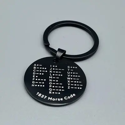 Edelstahl-Schlüsselanhänger mit Morsecode, Souvenir-Geschenk - 5
