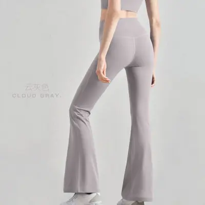 Aido mikro genişleyen yoga pantolonu şeftali rengi kalça kaldırıcı yüksek belli spor pantolonu fitness dar paça genişleyen pantolon geniş bacaklı yoga kıyafeti - 11