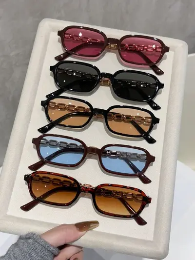 Square Small Frame UV Protection Sunglasses, 5-Pair Set - 6