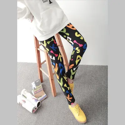 Women's Thin Stretch Leggings Floral Pants, Soft, Plus Size - 2