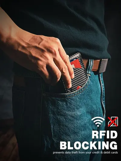 Men's Short Wallet with Carbon Fiber Pattern, Lightweight, Anti-Theft - 5