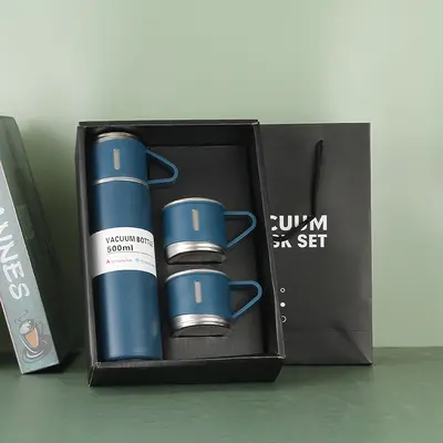 Thermobecher-Set aus 304 Edelstahl mit drei Deckeln, doppelwandig - 10