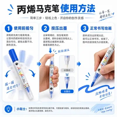 Acrylic marker set soft tip children's drawing - 5