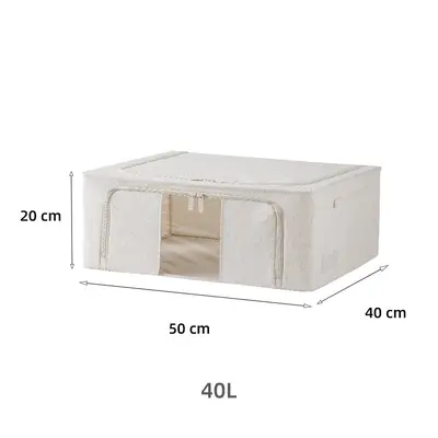New Tianshan cotton and linen storage box with fabric and PP board for bedroom and wardrobe, seasonal clothing organizer, collapsible storage box. - 9