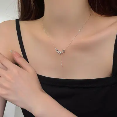 S999 gümüş kolye, yaprak ve başak saçak tasarımı - 7