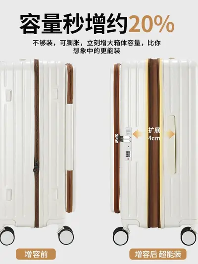 Expandable suitcase with side-opening and top-opening lid, coded lock wheeled travel bag, 20/24/28 inch cross-border three-piece set.