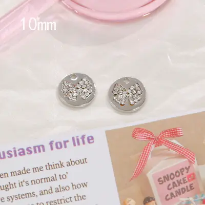 Silver Zircon Bow, Cross, Star and Rose Pendant for Handmade DIY Jewelry Making - 12