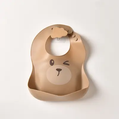 Silikon-Lätzchen Baby-Esslatz Nahrungsergänzungs-Lätzchen wasserdichtes Stereo vergrößertes Speicheltuch Bär Lebensmittelklasse Silikon-Lätzchen - 7