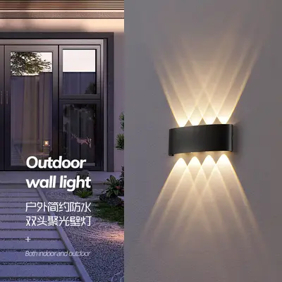 LED dış mekan su geçirmez duvar lambası, bahçe duvar lambası, villa otel koridor balkon iç ve dış mekan yukarı aşağı aydınlatma yatak odası lambası