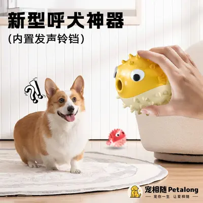Dog Squeaky Bouncing Fish Toy, Teeth Cleaning, Chew-Resistant Treat Ball - 3