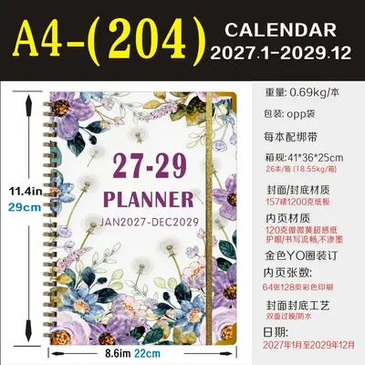Planer-Spiralnotizbuch 2027-2029, Englisch, A5 - 10