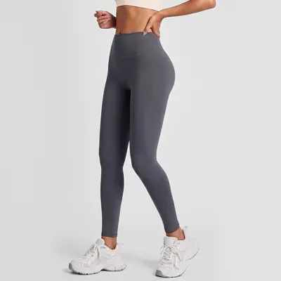 Seamless Peach Hip Yoga Pants, High-Waisted, Full Length - 8