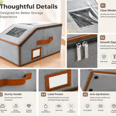Hat Organizer Box, Large Capacity, Foldable, with Lid