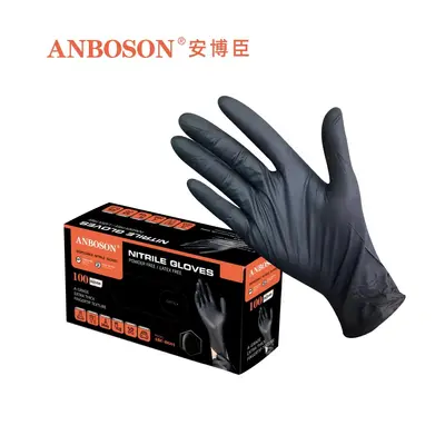 Verstärkte schwarze Nitrilhandschuhe, lebensmittelecht, säure- und laugenbeständig - 8